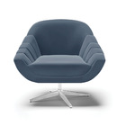 Poltrona Giratória Giovana Suede Azul Marinho Base Cromada D0