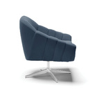 Poltrona Giratória Giovana Suede Azul Marinho Base Cromada D0