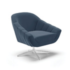 Poltrona Giratória Giovana Suede Azul Marinho Base Cromada D0