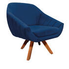 Poltrona Giratória Giovana Suede Azul Marinho Base Madeira Mm