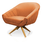 Poltrona Giratória Giovana Suede Base Madeira Ma30 - D'rossi