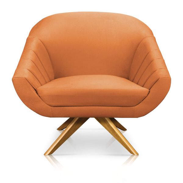 Poltrona Giratória Giovana Suede Base Madeira Ma30 - D'rossi
