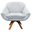 Poltrona Giratória Giovana Suede Base Madeira Mm30 D'rossi -