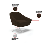 Poltrona Giratória Giovana Suede Marrom Base Cromada D03 - D'