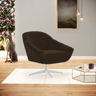 Poltrona Giratória Giovana Suede Marrom Base Cromada D03 - D'