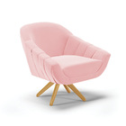 Poltrona Giratória Giovana Suede Rosa Bebê Base Madeira Ma30
