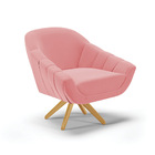 Poltrona Giratória Giovana Suede Rosê Base Madeira Ma30 D03 -
