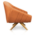 Poltrona Giratória Giovana Suede Telha Base Madeira Ma30 - D'