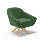 Poltrona Giratória Giovana Suede Verde Base Madeira Ma30 D03