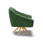 Poltrona Giratória Giovana Suede Verde Base Madeira Ma30 D03