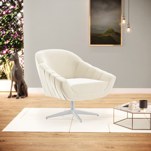 Poltrona Giratória Giovana Veludo Base Cromada D03 - D'rossi