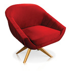 Poltrona Giratória Giovana Veludo Base Madeira Ma30 - D'rossi