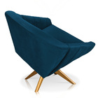 Poltrona Giratória Giovana Veludo Base Madeira Ma30 - D'rossi