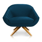 Poltrona Giratória Giovana Veludo Base Madeira Ma30 - D'rossi