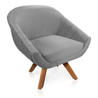 Poltrona Giratória Giovana Veludo Base Madeira Mm30 D03 - D'r