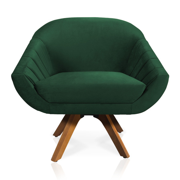 Poltrona Giratória Giovana Veludo Base Madeira Mm30 - D'rossi