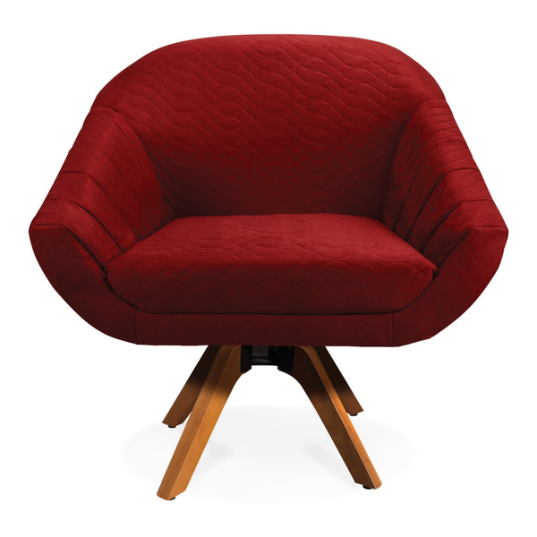 Poltrona Giratória Giovana Veludo Base Madeira Mm30 - D'rossi