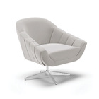 Poltrona Giratória Giovana Veludo Cinza Base Cromada D03 - D'