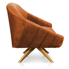 Poltrona Giratória Giovana Veludo Ferrugem Base Maderia Ma30