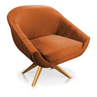 Poltrona Giratória Giovana Veludo Ferrugem Base Maderia Ma30