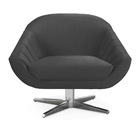 Poltrona Giratória Giovana Veludo Grafite Base Cromada - D'ro