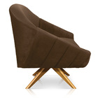 Poltrona Giratória Giovana Veludo Marrom Base Madeira Ma30 -
