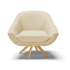 Poltrona Giratória Giovana Veludo Off White A129 Luxo Base De