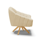 Poltrona Giratória Giovana Veludo Off White A129 Luxo Base De