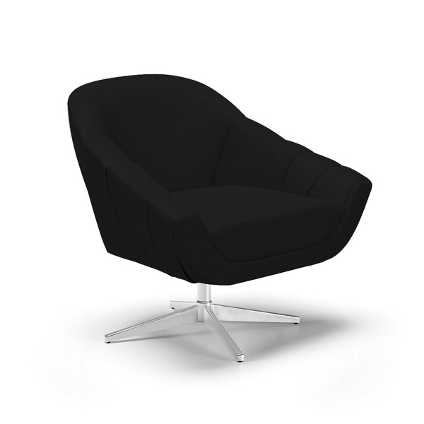 Poltrona Giratória Giovana Veludo Preto Luxo A81 Base Cromada