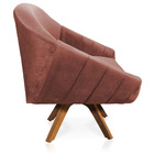 Poltrona Giratória Giovana Veludo Rosê Base Madeira Mm30 D03