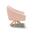 Poltrona Giratória Giovana Veludo Rosê Base Maderia Ma30 D03