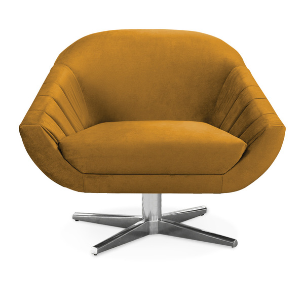 Poltrona Giratória Giovana Veludo Sisal Base Cromada - D'rossi