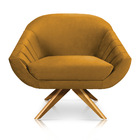 Poltrona Giratória Giovana Veludo Sisal Base Madeira Ma30 - D