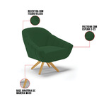 Poltrona Giratória Giovana Veludo Verde Base Maderia Ma30 D03