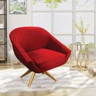 Poltrona Giratória Giovana Veludo Vermelho Base Madeira Ma30