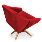 Poltrona Giratória Giovana Veludo Vermelho Base Madeira Ma30