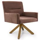 Poltrona Giratória Giromad Madeira Angel Veludo Ferrugem