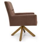 Poltrona Giratória Giromad Madeira Angel Veludo Ferrugem