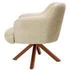 Poltrona Giratória Giromad Madeira Jade Linho Bege Escuro