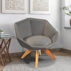 Poltrona Giratória Jaspe Linho Dicavalanti  Base De Madeira -