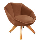 Poltrona Giratória Jaspe Linho Teracota Base De Madeira - D'r