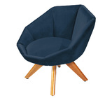 Poltrona Giratória Jaspe Veludo Base De Madeira - D'rossi - M