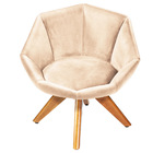 Poltrona Giratória Jaspe Veludo Base De Madeira - D'rossi - P