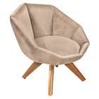 Poltrona Giratória Jaspe Veludo Kaki Base De Madeira - D'rossi