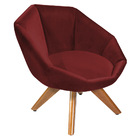 Poltrona Giratória Jaspe Veludo Marsala Base De Madeira - D'r