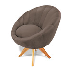 Poltrona Giratória Lina Veludo Base De Madeira - D'rossi - Gr