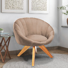 Poltrona Giratória Lina Veludo Base De Madeira - D'rossi - Ka