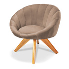 Poltrona Giratória Lina Veludo Base De Madeira - D'rossi - Ka