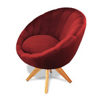 Poltrona Giratória Lina Veludo Base De Madeira - D'rossi - Ma