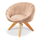 Poltrona Giratória Lina Veludo Base De Madeira - D'rossi - Pe